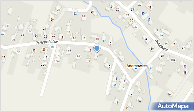 Adamowice, Powstańców, 7, mapa Adamowice