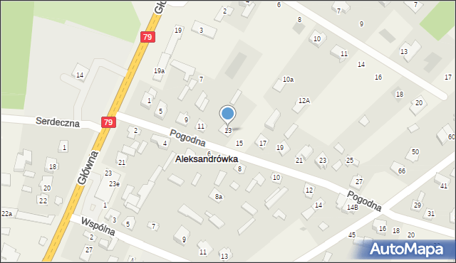 Aleksandrówka, Pogodna, 13, mapa Aleksandrówka