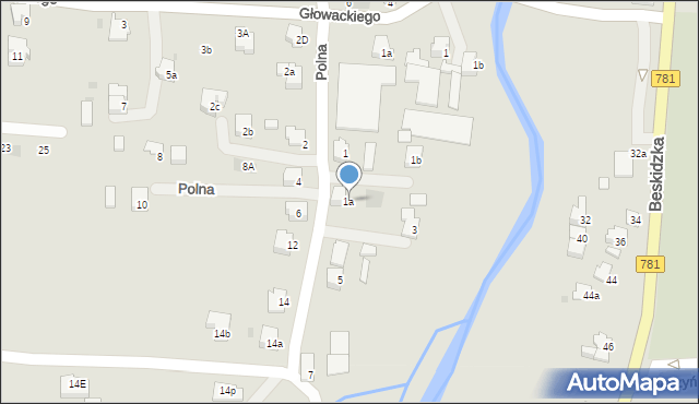 Andrychów, Polna, 1a, mapa Andrychów