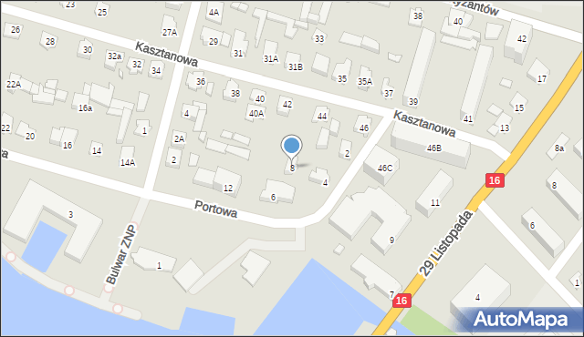 Augustów, Portowa, 8, mapa Augustów