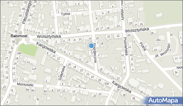 Babimost, Poprzeczna, 1, mapa Babimost