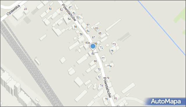 Baborów, Powstańców, 64, mapa Baborów