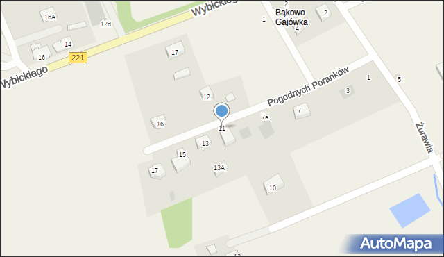 Bąkowo, Pogodnych Poranków, 11, mapa Bąkowo