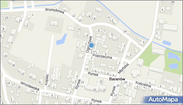 Baranów, Poprzeczna, 1, mapa Baranów