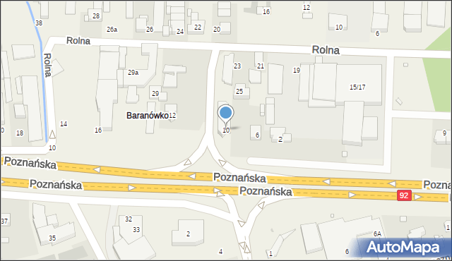 Baranowo, Poznańska, 10, mapa Baranowo