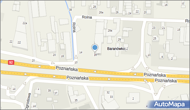 Baranowo, Poznańska, 16, mapa Baranowo