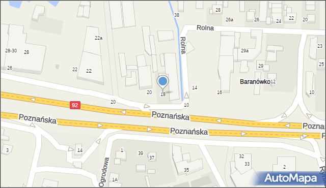 Baranowo, Poznańska, 18, mapa Baranowo