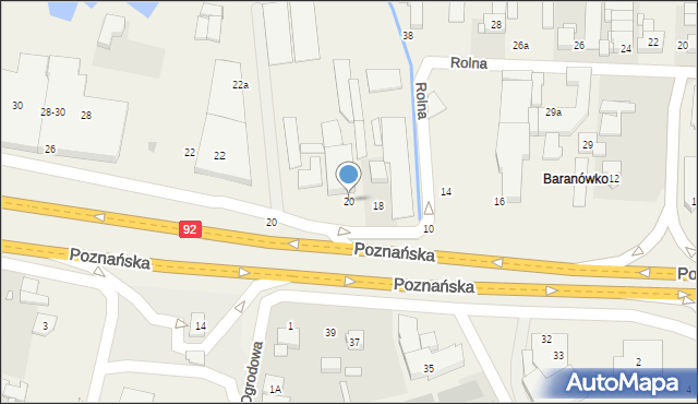 Baranowo, Poznańska, 20, mapa Baranowo