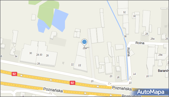 Baranowo, Poznańska, 22a, mapa Baranowo