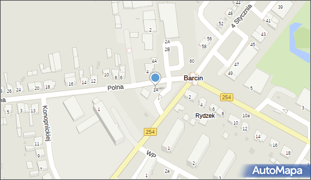 Barcin, Polna, 1A, mapa Barcin