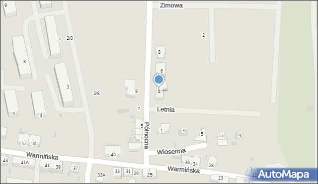 Barczewo, Północna, 4, mapa Barczewo