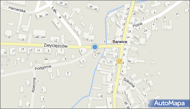 Barwice, Podgórna, 1, mapa Barwice