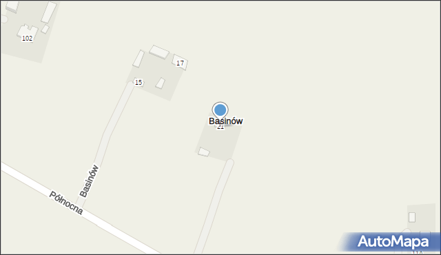 Basinów, Północna, 21, mapa Basinów