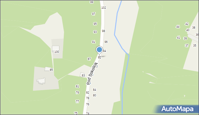 Będkowice, Pod Sokolicą, 92, mapa Będkowice