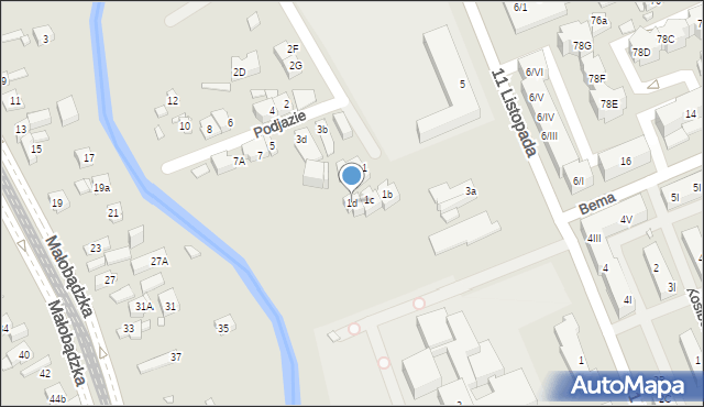 Będzin, Podjazie, 1d, mapa Będzin