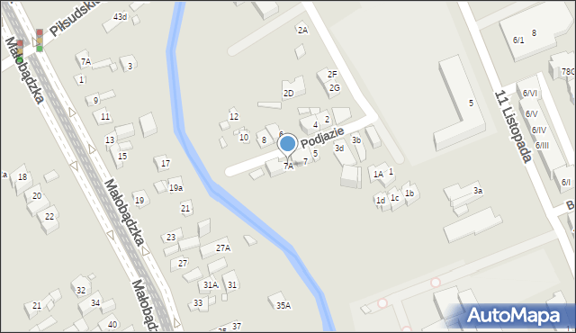 Będzin, Podjazie, 7A, mapa Będzin