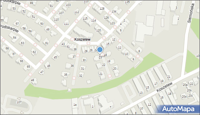 Będzin, Podskarpie, 23, mapa Będzin