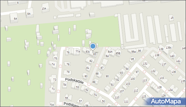 Będzin, Podskarpie, 83a, mapa Będzin