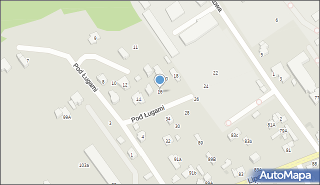 Bełchatów, Pod Ługami, 16, mapa Bełchatów