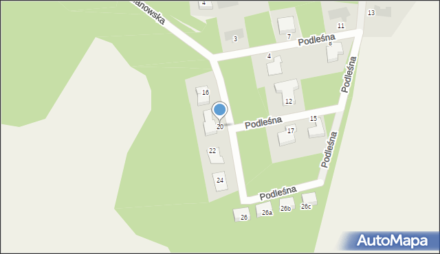 Bezrzecze, Podleśna, 20, mapa Bezrzecze