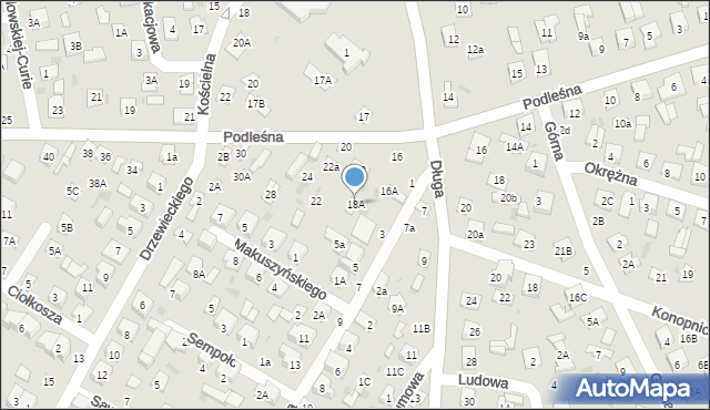 Biała Podlaska, Podleśna, 18A, mapa Białej Podlaskiej