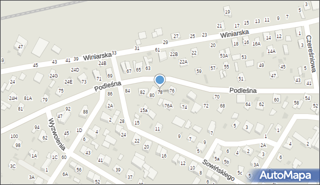 Biała Podlaska, Podleśna, 78, mapa Białej Podlaskiej