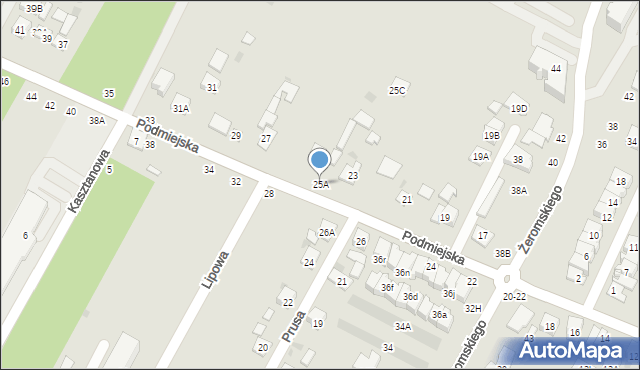 Biała Podlaska, Podmiejska, 25A, mapa Białej Podlaskiej
