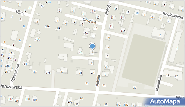 Biała Podlaska, Pokoju, 4, mapa Białej Podlaskiej