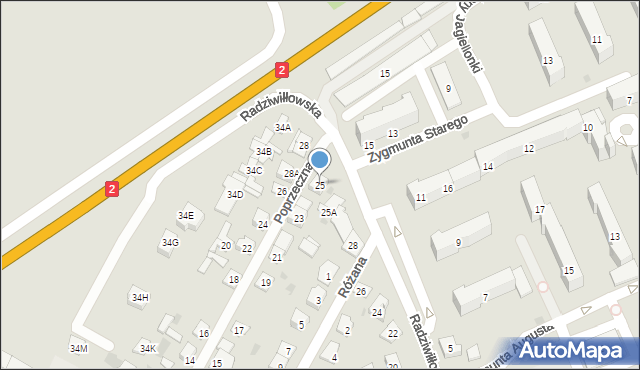 Biała Podlaska, Poprzeczna, 25, mapa Białej Podlaskiej