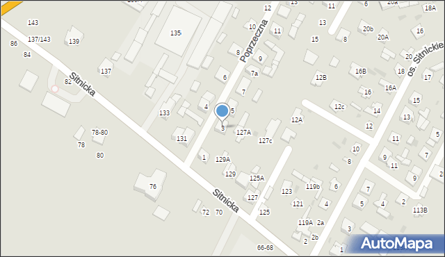 Biała Podlaska, Poprzeczna, 3, mapa Białej Podlaskiej