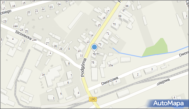 Białośliwie, Podgórna, 74, mapa Białośliwie