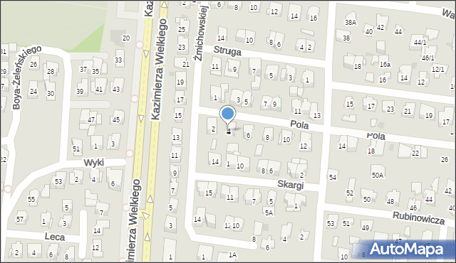 Białystok, Pola Wincentego, 4, mapa Białegostoku