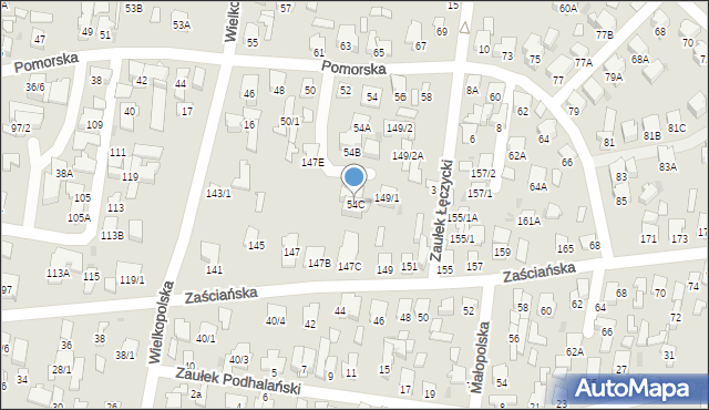 Białystok, Pomorska, 54C, mapa Białegostoku