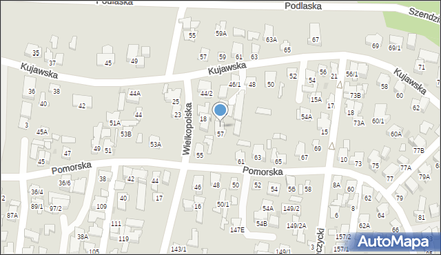 Białystok, Pomorska, 57A, mapa Białegostoku