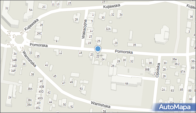 Białystok, Pomorska, 22, mapa Białegostoku