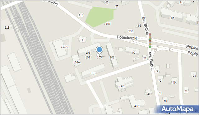 Białystok, Popiełuszki Jerzego, bł. ks., 105, mapa Białegostoku