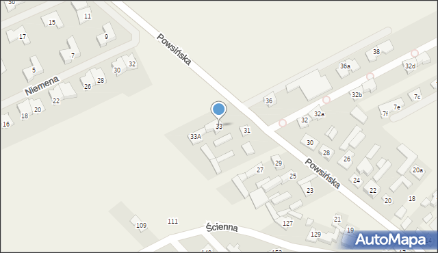 Bielawa, Powsińska, 33, mapa Bielawa
