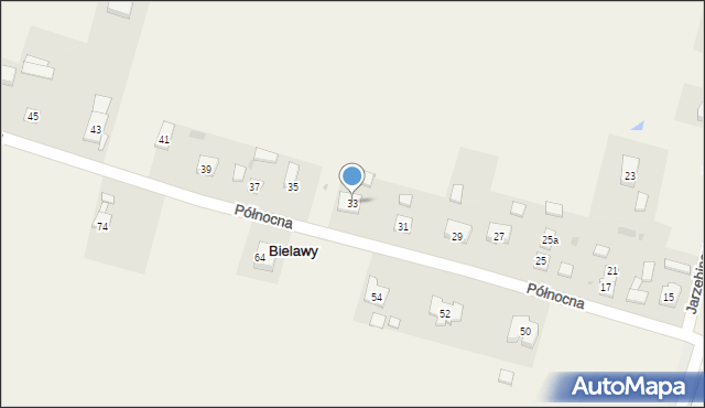 Bielawy, Północna, 33, mapa Bielawy