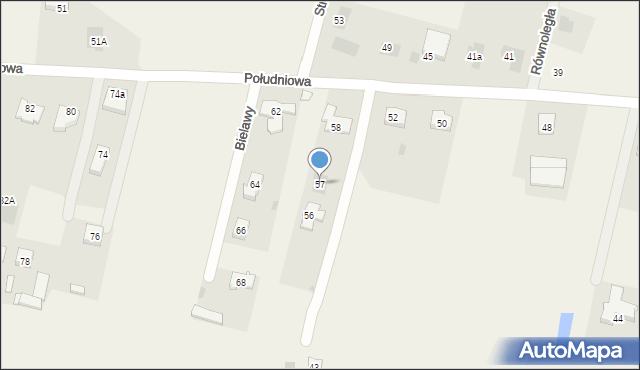 Bielawy, Południowa, 57, mapa Bielawy