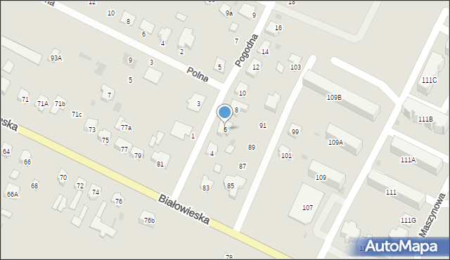 Bielsk Podlaski, Pogodna, 6, mapa Bielsk Podlaski