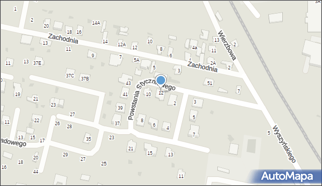 Bielsk Podlaski, Powstania Styczniowego, 12, mapa Bielsk Podlaski