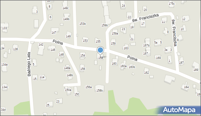 Bielsko-Biała, Polna, 158, mapa Bielsko-Białej