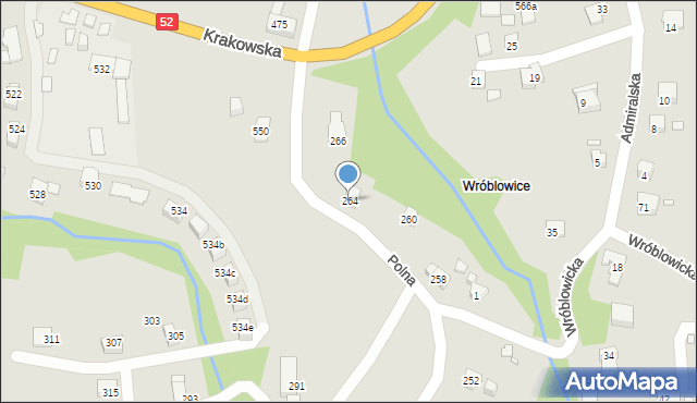 Bielsko-Biała, Polna, 264, mapa Bielsko-Białej