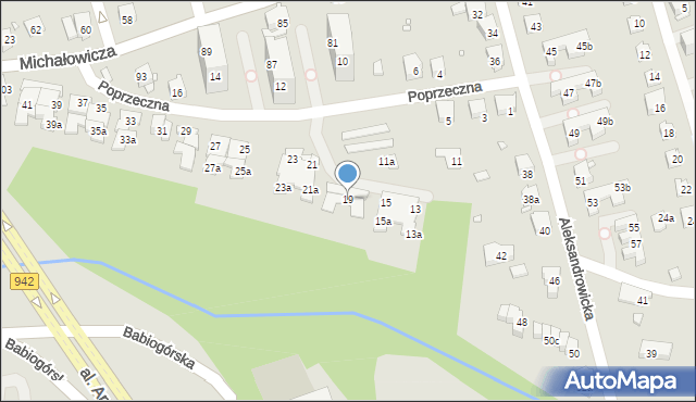 Bielsko-Biała, Poprzeczna, 19, mapa Bielsko-Białej