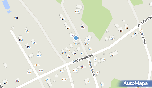 Bielsko-Biała, Pod Kasztanem, 84a, mapa Bielsko-Białej