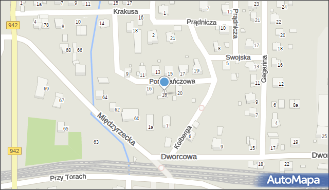 Bielsko-Biała, Pomarańczowa, 18, mapa Bielsko-Białej