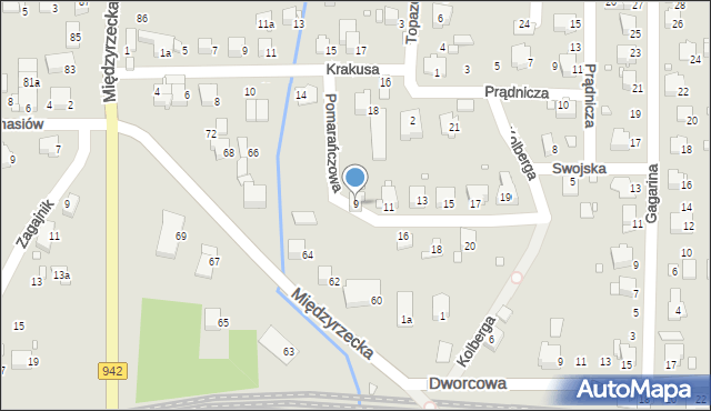 Bielsko-Biała, Pomarańczowa, 9, mapa Bielsko-Białej