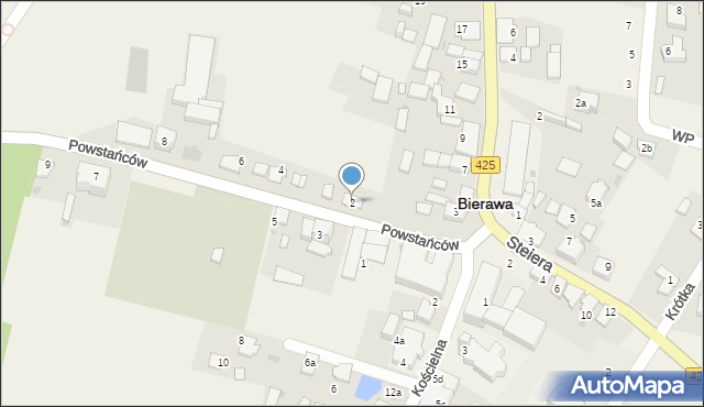 Bierawa, Powstańców, 2, mapa Bierawa