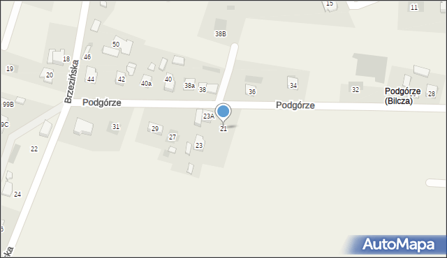 Bilcza, Podgórze, 21, mapa Bilcza