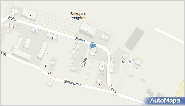 Biskupice Podgórne, Polna, 3, mapa Biskupice Podgórne